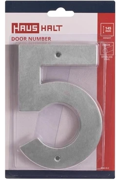 Durų numeris Haushalt SS-5, 14.5 cm x 9.5 cm, nerūdijantysis plienas, nerūdijančiojo plieno sp.