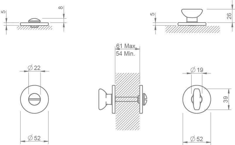 Durų užraktas Tupai 4041 R5S 153, juodas, DIA 5.2 cm