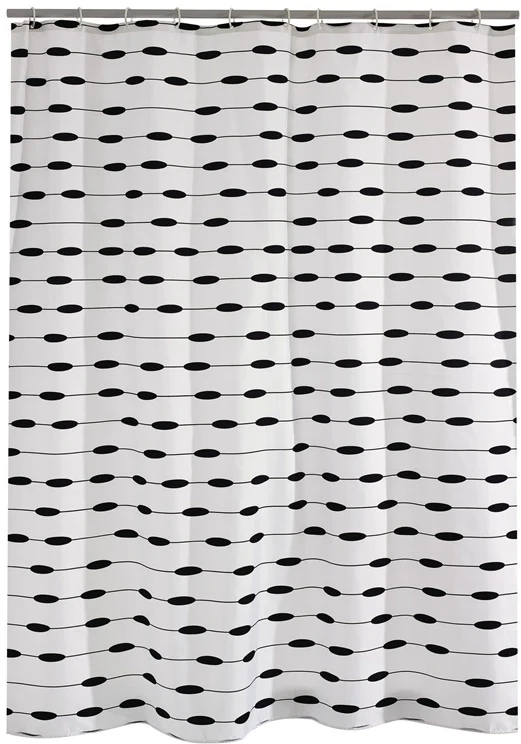Dušas aizkars Ridder, balta/melna, 180 cm x 200 cm