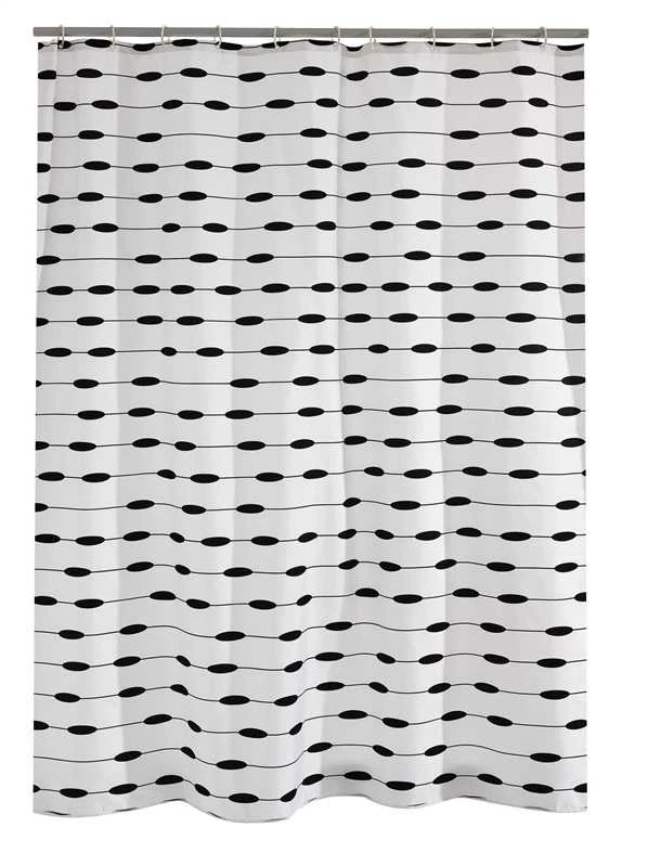 Dušo užuolaida Ridder, balta sp./juoda sp., 180 cm x 200 cm