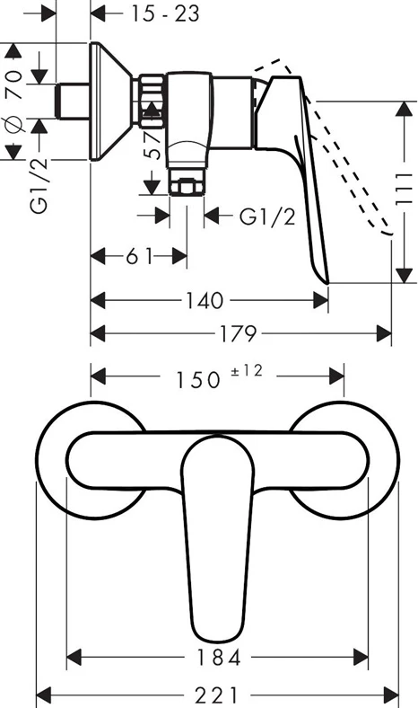 Dušas jaucējkrāns Hansgrohe Logis E 71602000, hroma krās.