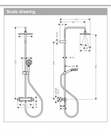 Dušo komplektas su termostatiniu maišytuvu Hansgrohe Vernis Shape, juoda sp.