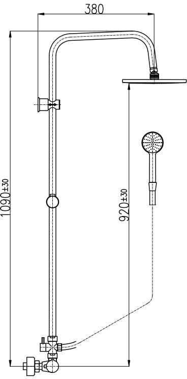 Rinkinys prysznicowy Domoletti THERMOSTATIC SHOWER MIXER SET Juodas Matinis