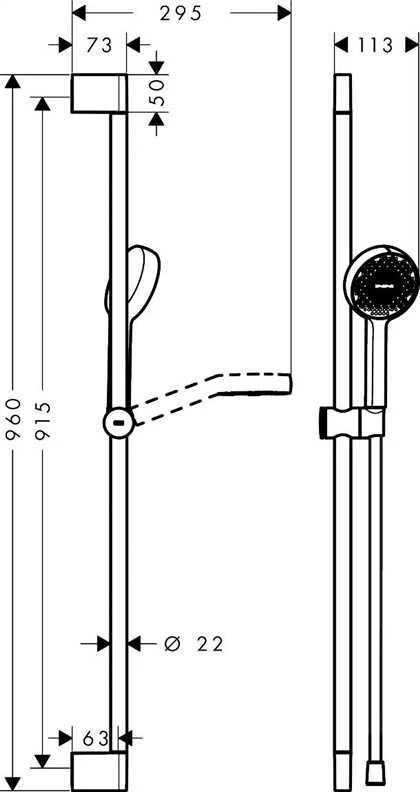 Dušas komplekts Hansgrohe Activera Select S 95 2jet EcoSmart 90, hroma