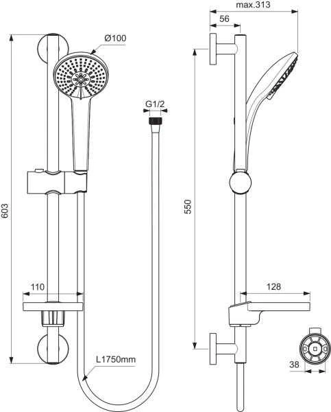 Dušas komplekts Ideal Standard Idealrain B9415AA, hroma