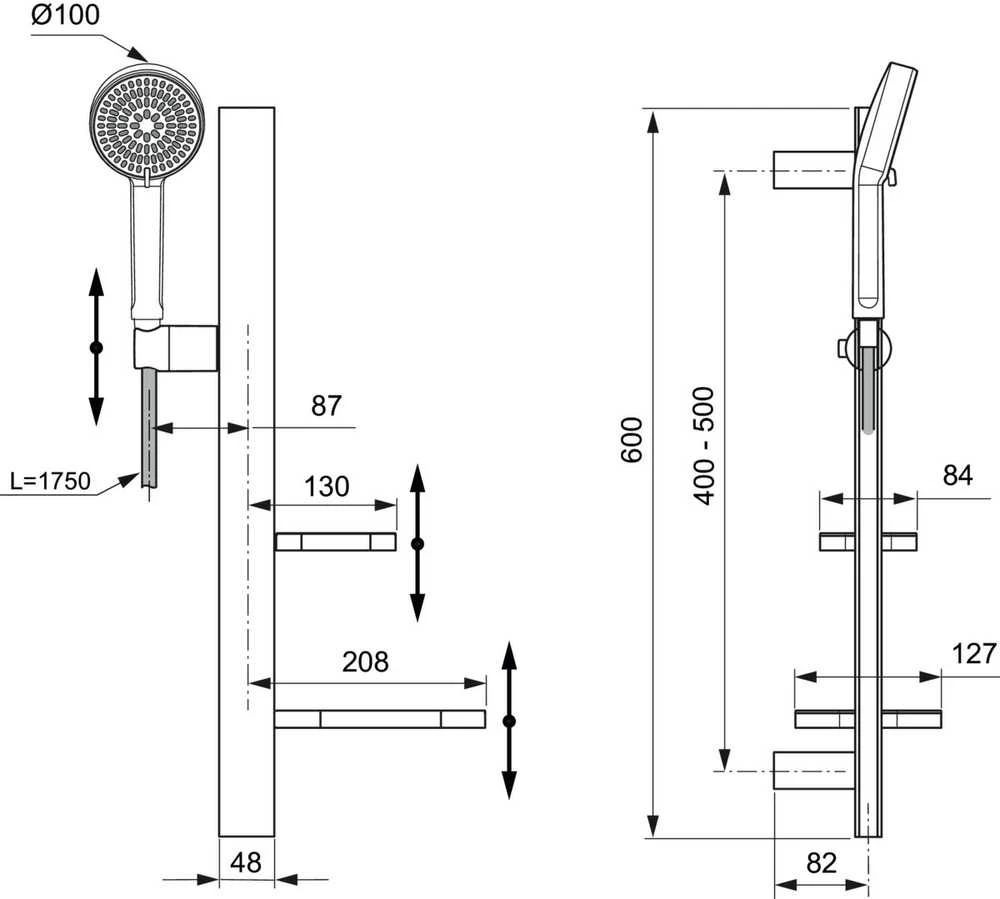Ideal_Standa Dušo komplektas Ideal Standard Alu+ Juodas Matt, juoda