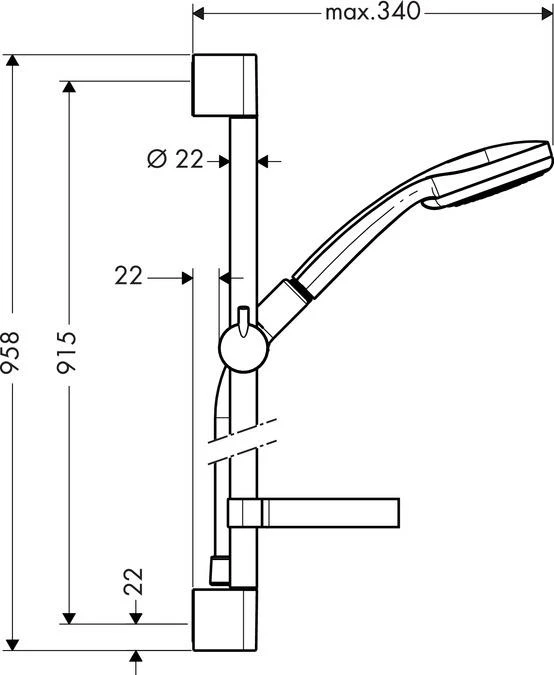 Dušo komplektas Hansgrohe Croma 100 Vario, chromo sp.