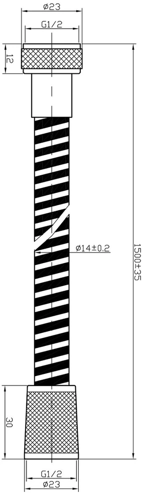 Dušo žarna AB PVC 150cm Chromuota/Juoda