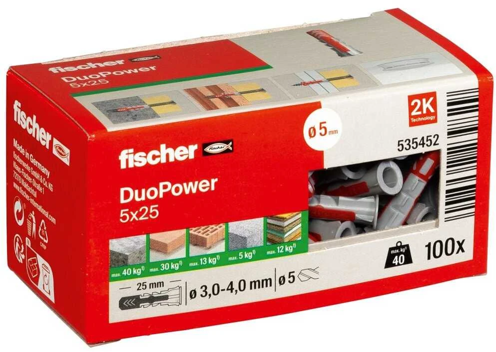 Kaištis Fischer DuoPower, 25 mm x 5 mm, 100 vnt.