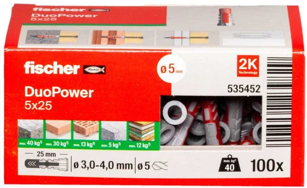 Kaištis Fischer DuoPower, 25 mm x 5 mm, 100 vnt.