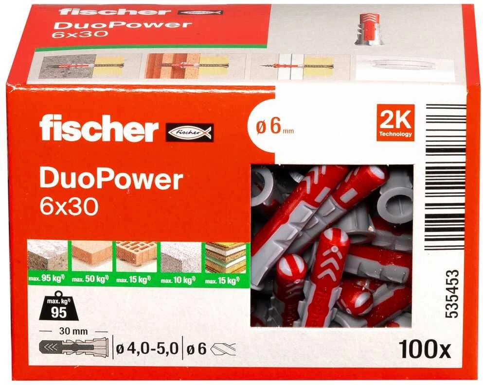 Kaištis Fischer DuoPower, 30 mm x 6 mm, 100 vnt.