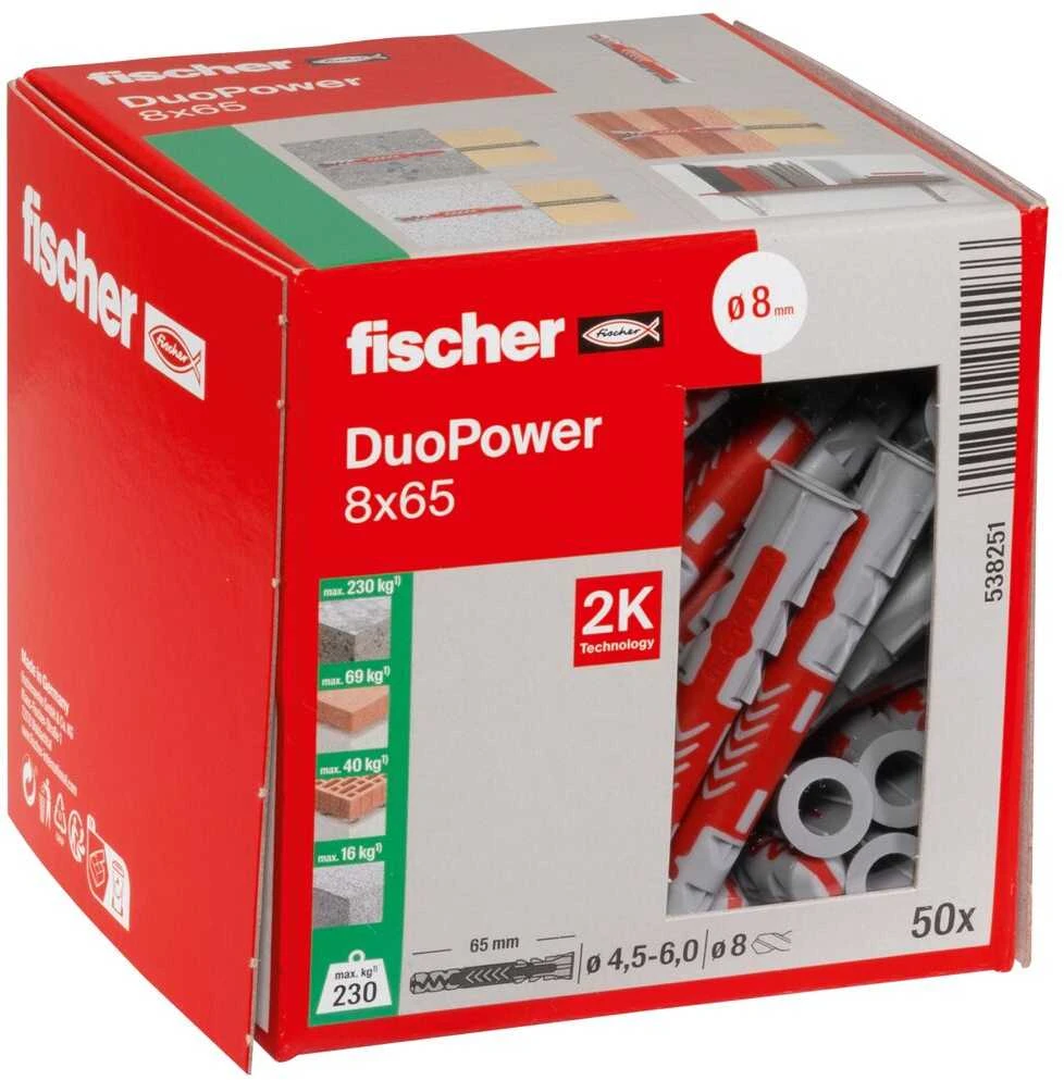 Kaištis Fischer DuoPower, 65 mm x 8 mm, 50 vnt.