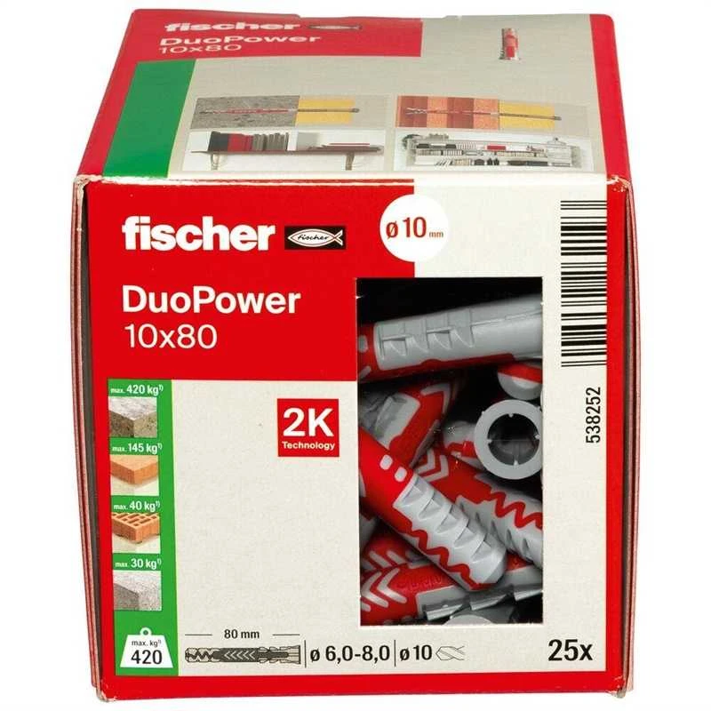 Kaištis Fischer DuoPower, 80 mm x 10 mm, 25 vnt.