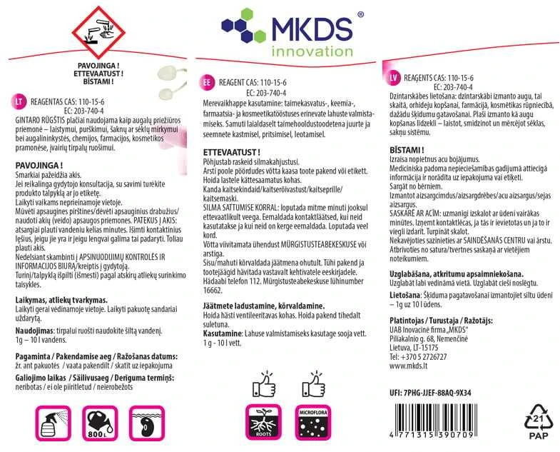 Mkds Gintaro rūgštis, 80 g, reagentas