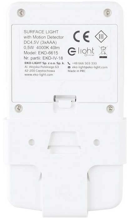E-LIGHT ŠVIESTUVAS TVIRTINAMAS 0.5W 40LM 4000K 3XAAA