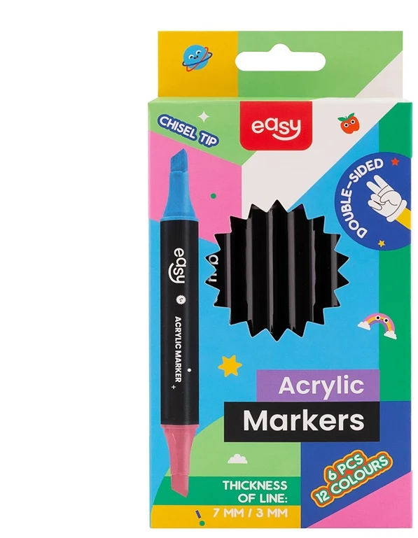 Easy Akrilinis žymeklis, įvairių spalvų, 6 vnt.