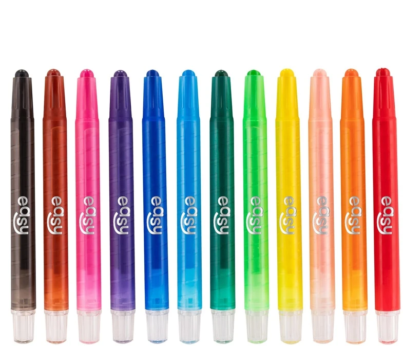 Easy Stationery Kredki świecowe wykręcane 12 kolorów EASY