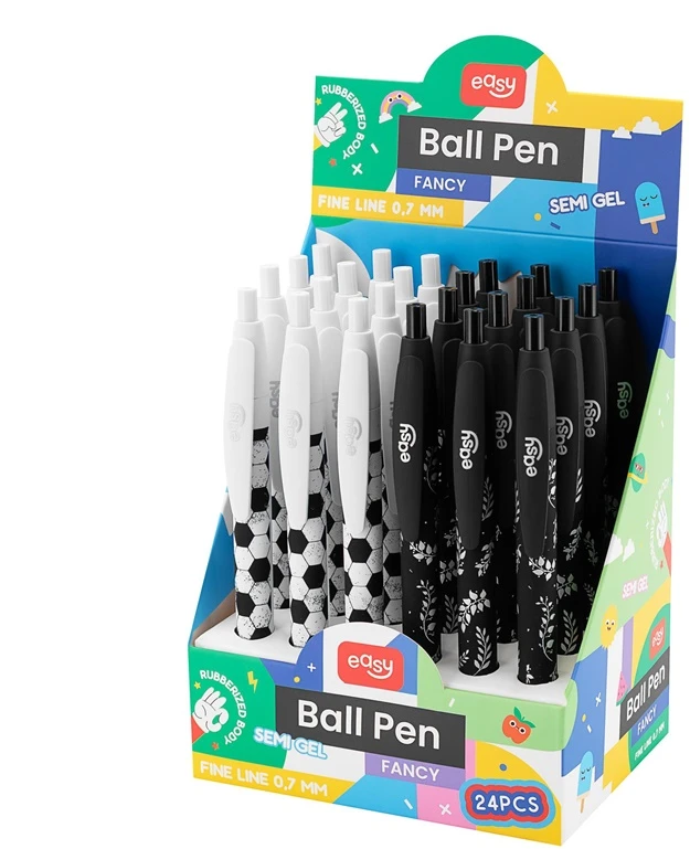 Easy Ballpoint pen. baltas col./juodas col.. 0.7 mm