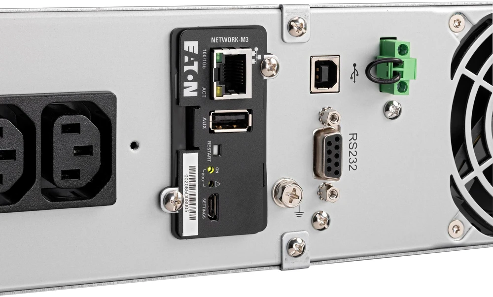 EATON 9E UPS Rack kintamosios srovės 200/220/230/240 V 1800 W 2000 VA vienfazis 6 x švino-rūgšties akumuliatorius 7 Ah RS-232 USB oc 6 2U 19 juodas