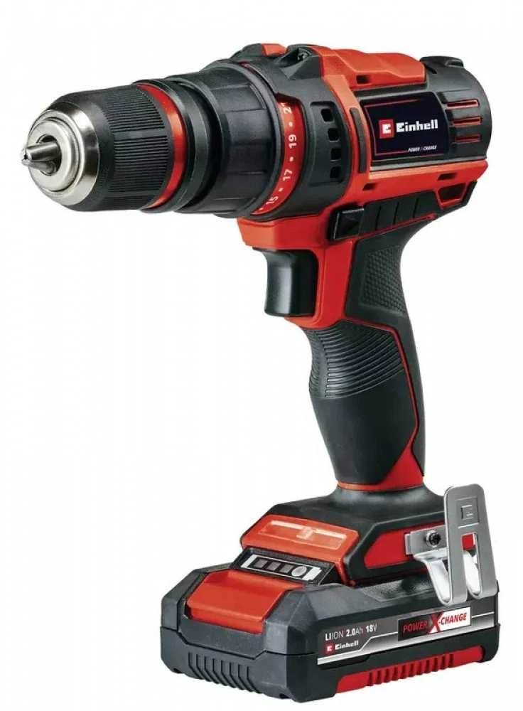 Suktuvas - gręžtuvas Einhell Einhell akumuliatorinis gręžtuvas/suktuvas TE-CD 18/45 3X-Li +22, 18V (raudonas/juodas, Li-ion baterija 2.0Ah, 22 vnt. priedai)