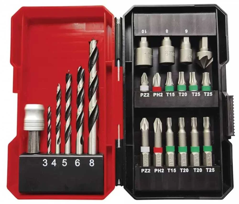 Suktuvas - gręžtuvas Einhell Einhell akumuliatorinis gręžtuvas/suktuvas TE-CD 18/45 3X-Li +22, 18V (raudonas/juodas, Li-ion baterija 2.0Ah, 22 vnt. priedai)