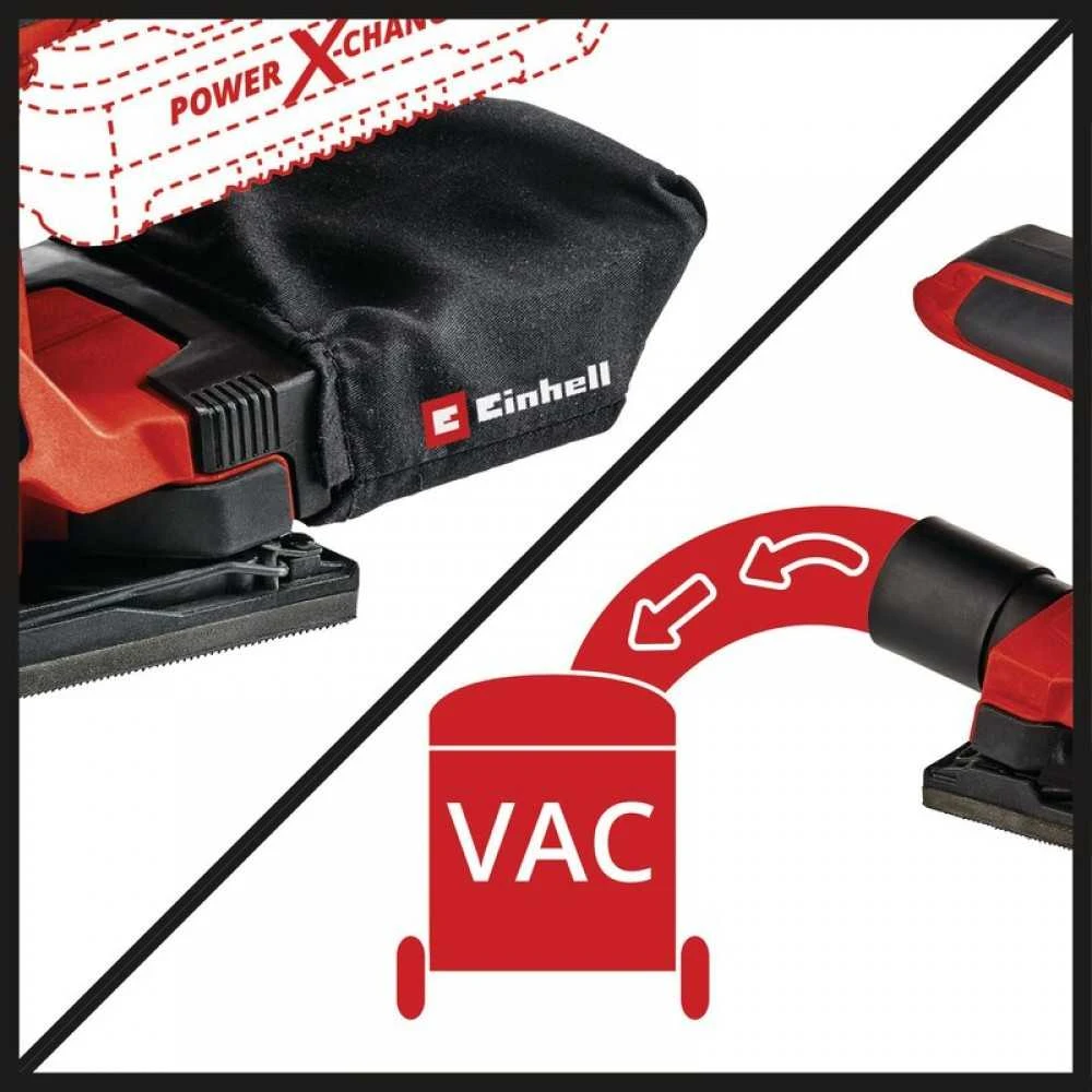 Einhellakc Akumuliatorinis vibracinis šlifuoklis EINHELL TC-OS 18/187 Li Solo, 18 V, 187 x 97 mm, be akumuliat.