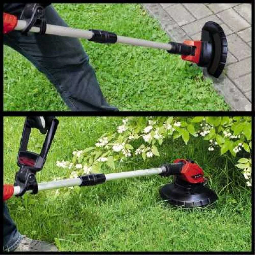 Akumuliatorinė žoliapjovė Einhell GE-CT 18 Li Power X-Change (240mm pjovimo plotis, 20 plastikinių peiliukų, be akumuliatoriaus ir kroviklio)