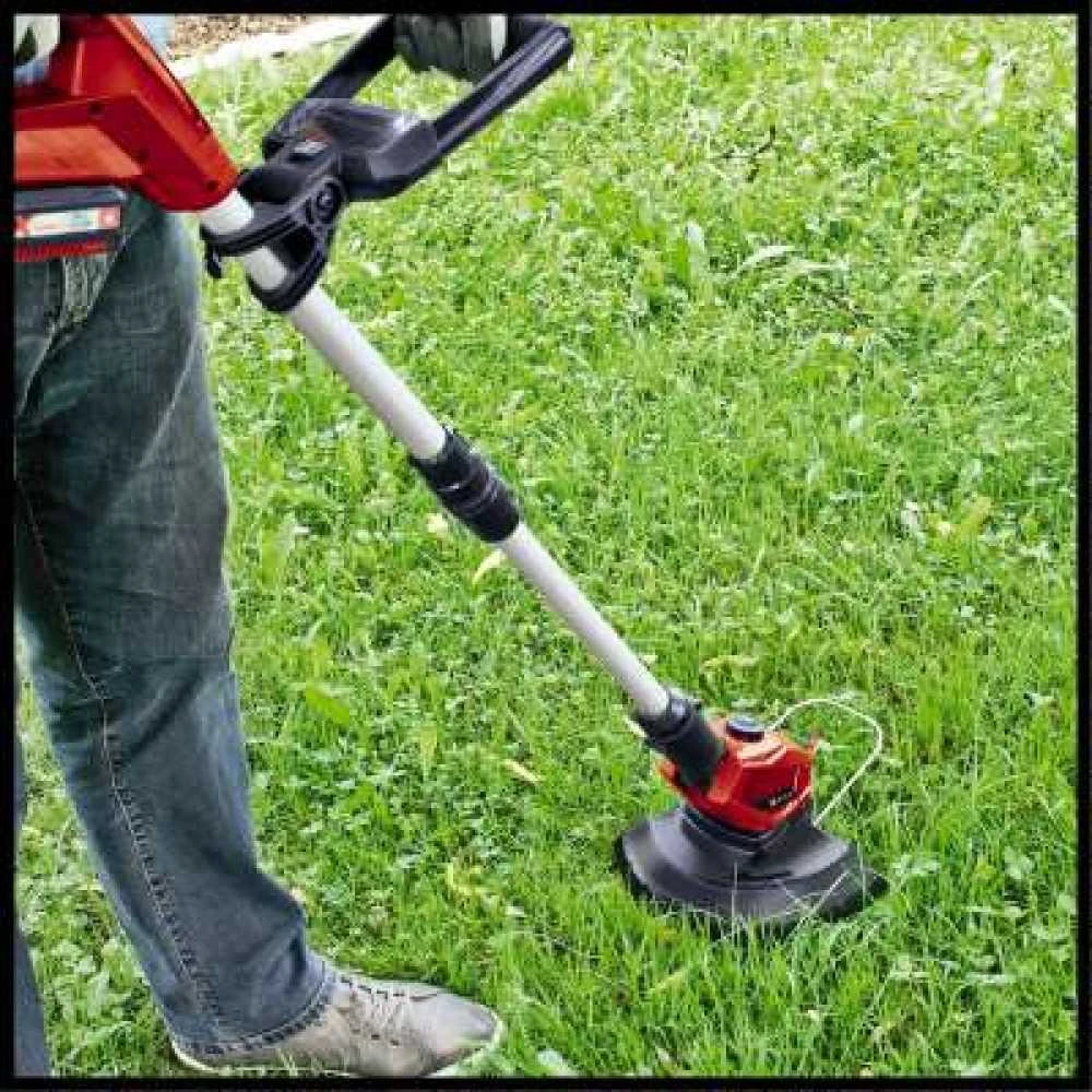 Akumuliatorinė žoliapjovė Einhell GE-CT 18 Li Power X-Change (240mm pjovimo plotis, 20 plastikinių peiliukų, be akumuliatoriaus ir kroviklio)