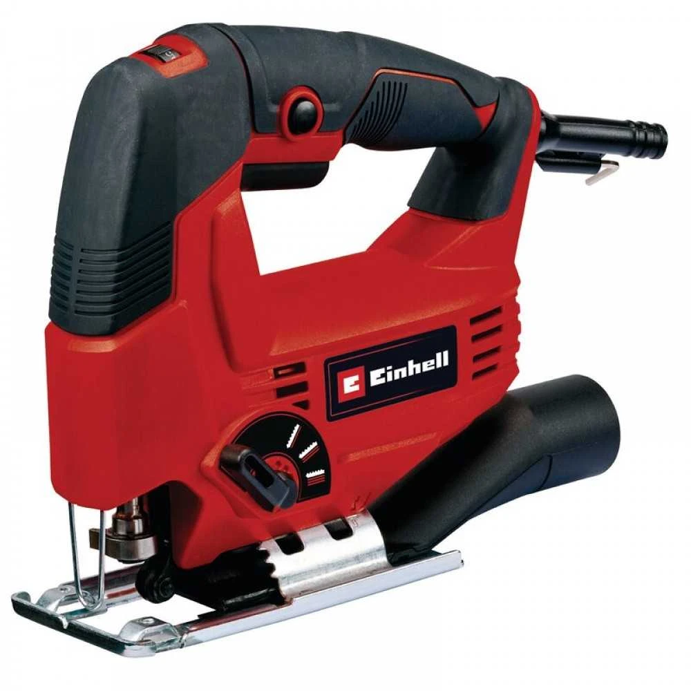 „Einhell“ siaurapjūklio TC-JS 80/1 rinkinys (raudonas/juodas, 550 vatų, įskaitant dėklą ir priedus)