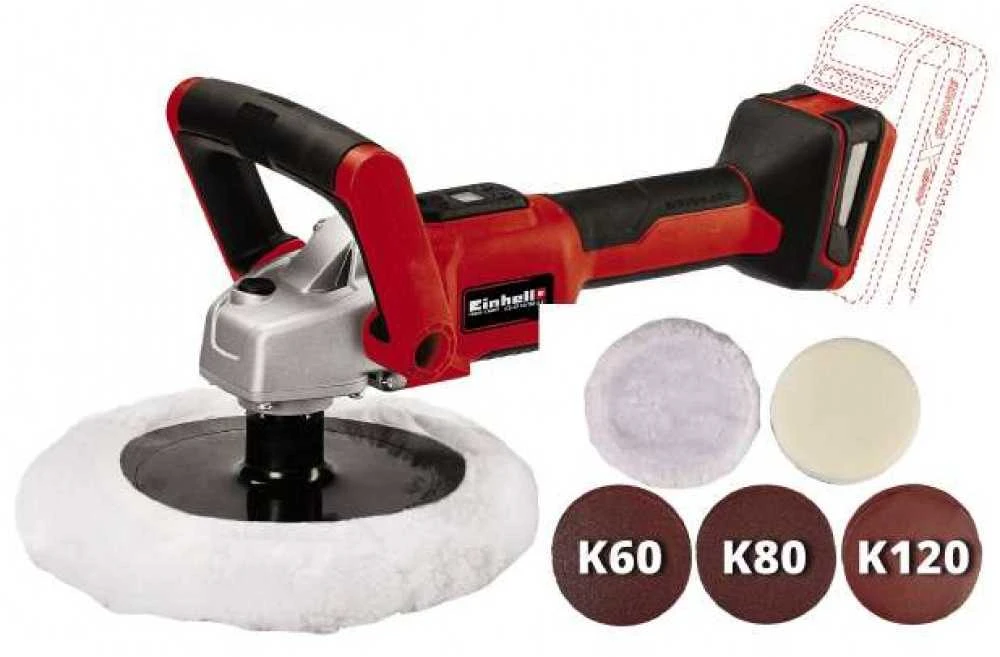 Einhell Rotorinis poliruoklis CE-CP 18/180 Li E-be akumuliatoriaus ir kroviklio 18 V