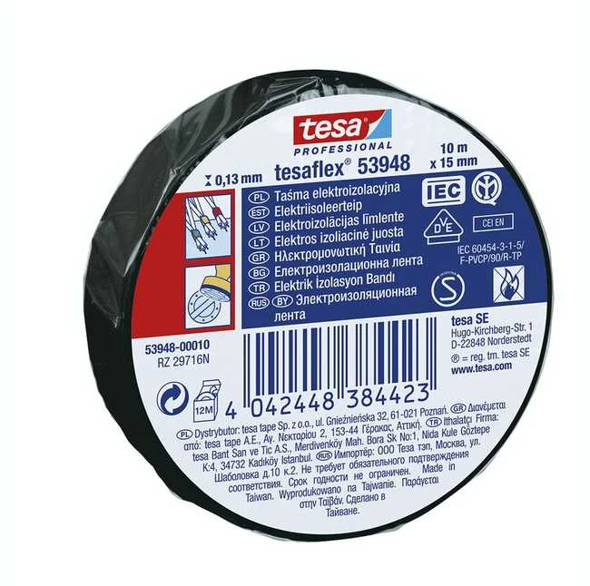 Lipni izoliacinė juosta TESA 10m 15mm PVC - juoda