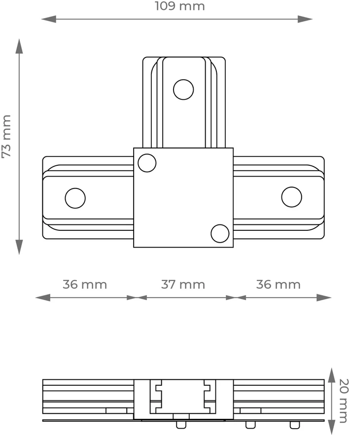 Elektrības pieslēgums sliežu sistēmai DPM X-Line PROFILE RECESSED T-CONNECTOR, -, 0