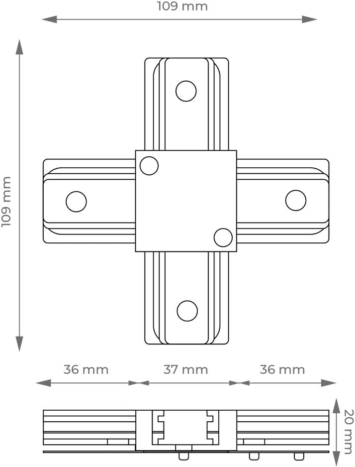 Elektrinė jungtis bėginei sistemai DPM X-Line PROFILE RECESSED X-CONNECTOR, -, 0