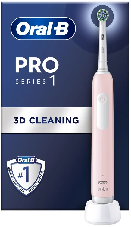 Oral-B Braun D305.513.3 Pro Series 1 Elektrinis Dantų Šepetėlis Rožinė Cross Action