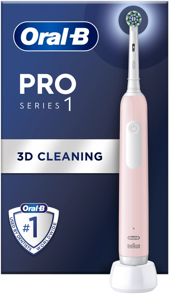 Oral-B Braun D305.513.3 Pro Series 1 Elektrinis Dantų Šepetėlis Rožinė Cross Action