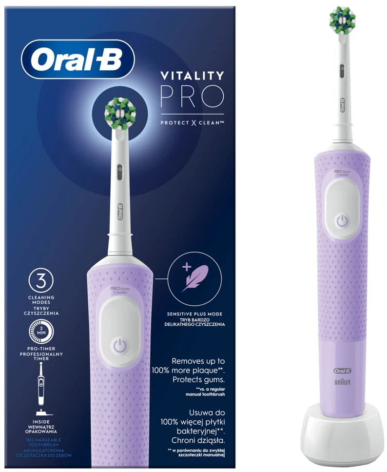 Elektrinis dantų šepetėlis Oral-B Vitality Pro, violetinė sp.
