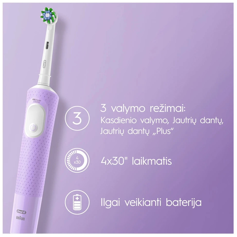 Elektrinis dantų šepetėlis Oral-B Vitality Pro, violetinė sp.