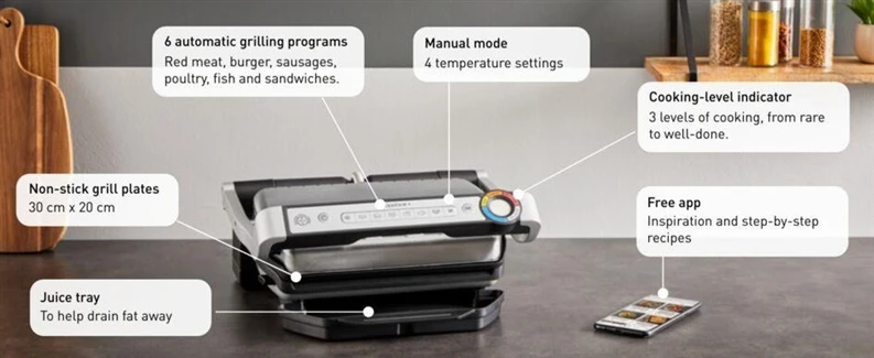Elektrinis grilis Tefal OptiGrill+ (GC718D10)