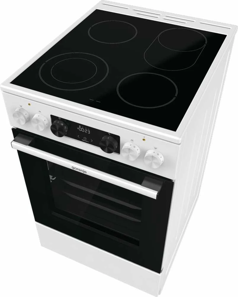 Viryklė Gorenje | Cooker | GECS5C70WA | Hob type Vitroceramic | Oven type Electric | Baltas | Plotis 50 cm | Grilling | LED | Gylis 59.4 cm | 70 L