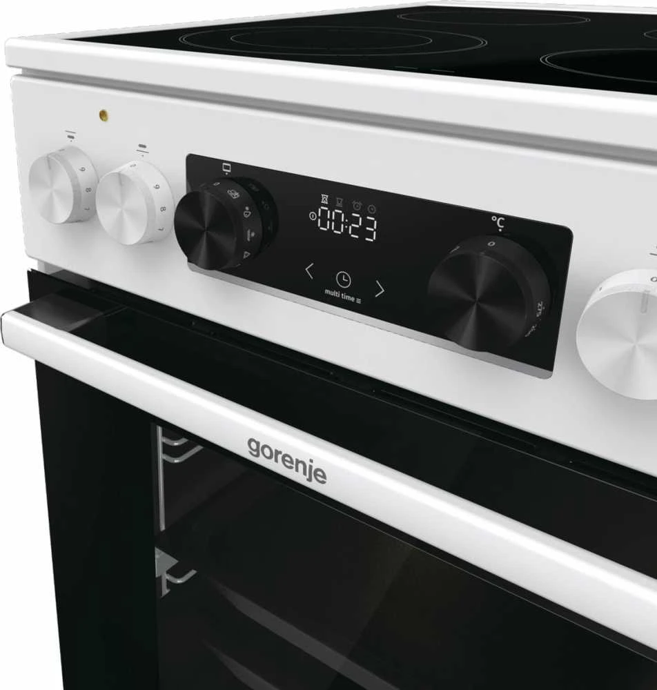 Viryklė Gorenje | Cooker | GECS5C70WA | Hob type Vitroceramic | Oven type Electric | Baltas | Plotis 50 cm | Grilling | LED | Gylis 59.4 cm | 70 L