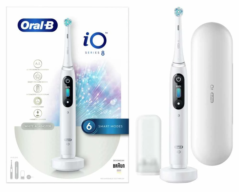 Elektrinis dantų šepetėlis Oral-B iO8, baltas
