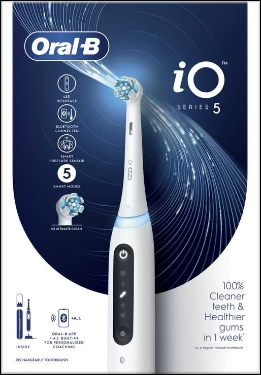 Braun iOG5.1A6.1DK Oral-B iO5 Elektrinis Dantų Šepetėlis Quite Baltas