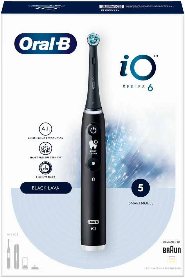 Braun iOM6.1B6.3DK Oral-B iO6 Elektrinis Dantų Šepetėlis Juodas Onyx