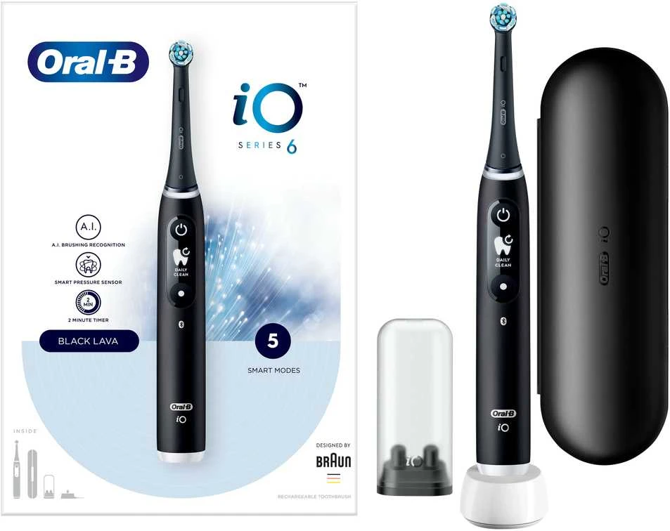 Braun iOM6.1B6.3DK Oral-B iO6 Elektrinis Dantų Šepetėlis Juodas Onyx