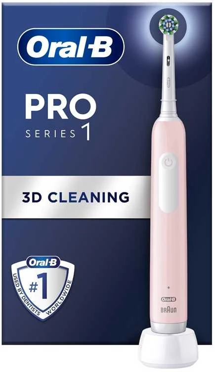 Oral-B Braun D305.513.3 Pro Series 1 Elektrinis Dantų Šepetėlis Rožinė Cross Action