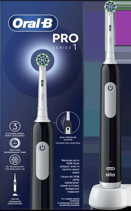 BRAUN D305.513.3 Pro Series 1 juod. Cross Action dantų šepetėlis