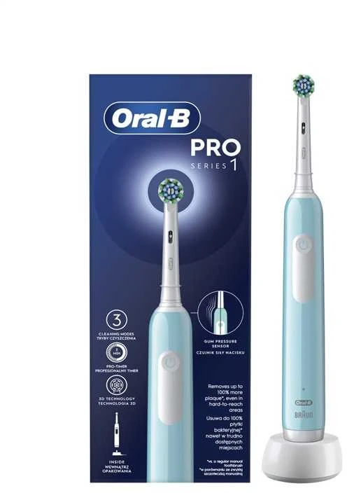 Elektrinis dantų šepetėlis Oral-B Pro 1 Caribbean Blue Cross Action