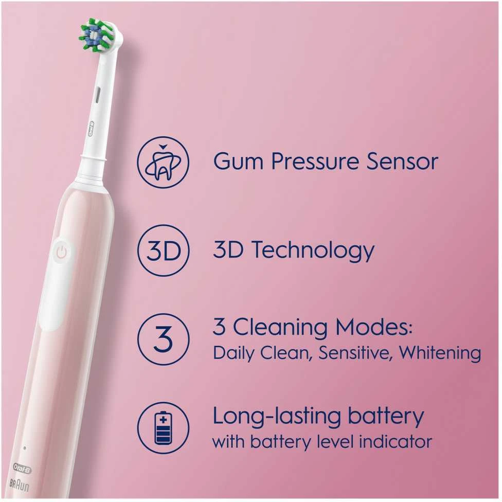 Oral-B Braun D305.513.3 Pro Series 1 Elektrinis Dantų Šepetėlis Rožinė Cross Action