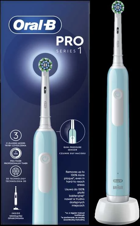 Elektrinis dantų šepetėlis Oral-B Pro 1 Caribbean Blue Cross Action