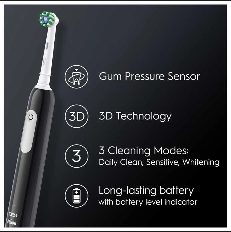 BRAUN D305.513.3 Pro Series 1 juod. Cross Action dantų šepetėlis